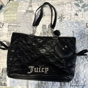 Juicy Couture Black Quilted Tote with Charm
